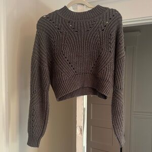 Astr Women's Knit Cropped Sweater - Dark Gray